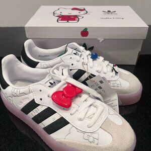Adidas Hello Kitty White and Black Sneakers with Pink Soles
